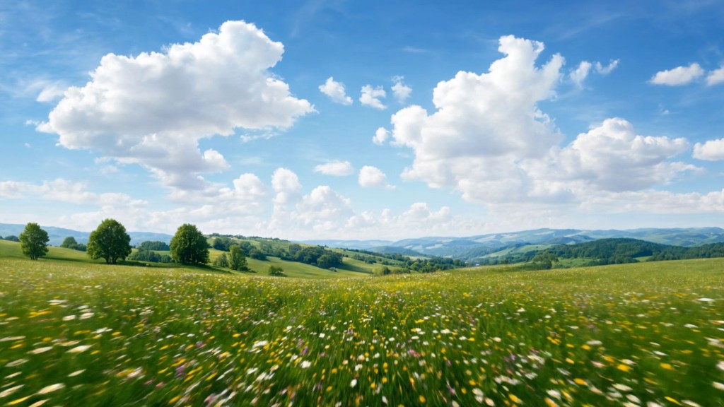 Birth — green meadow under a blue sky