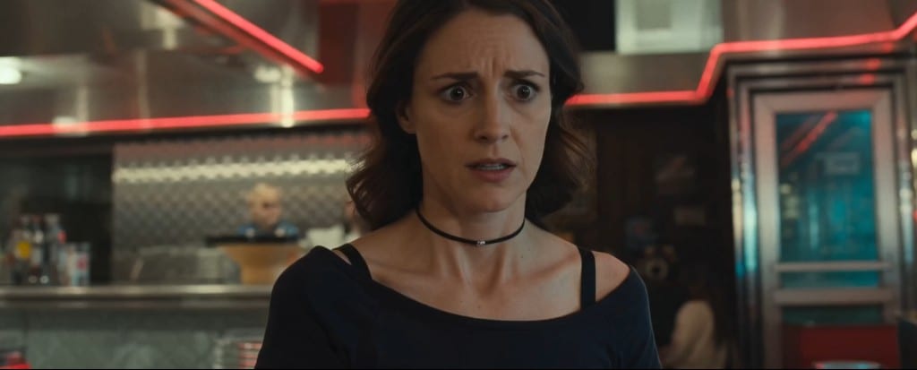 WIZE Can do comedy — woman in a diner looking shocked