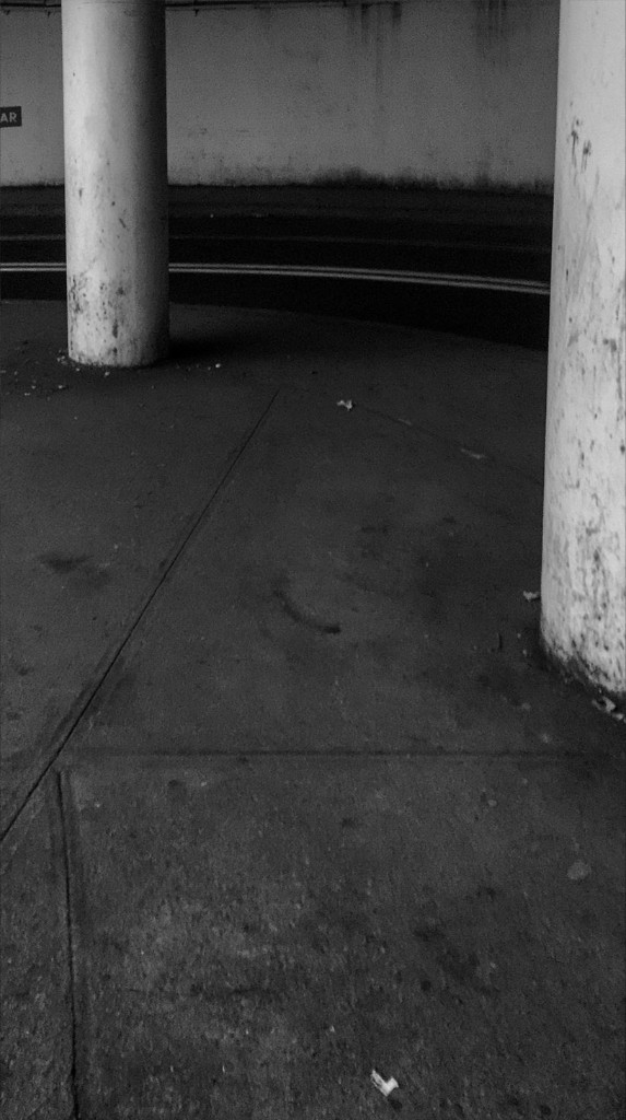 No Zone — concrete pillars and a curved road