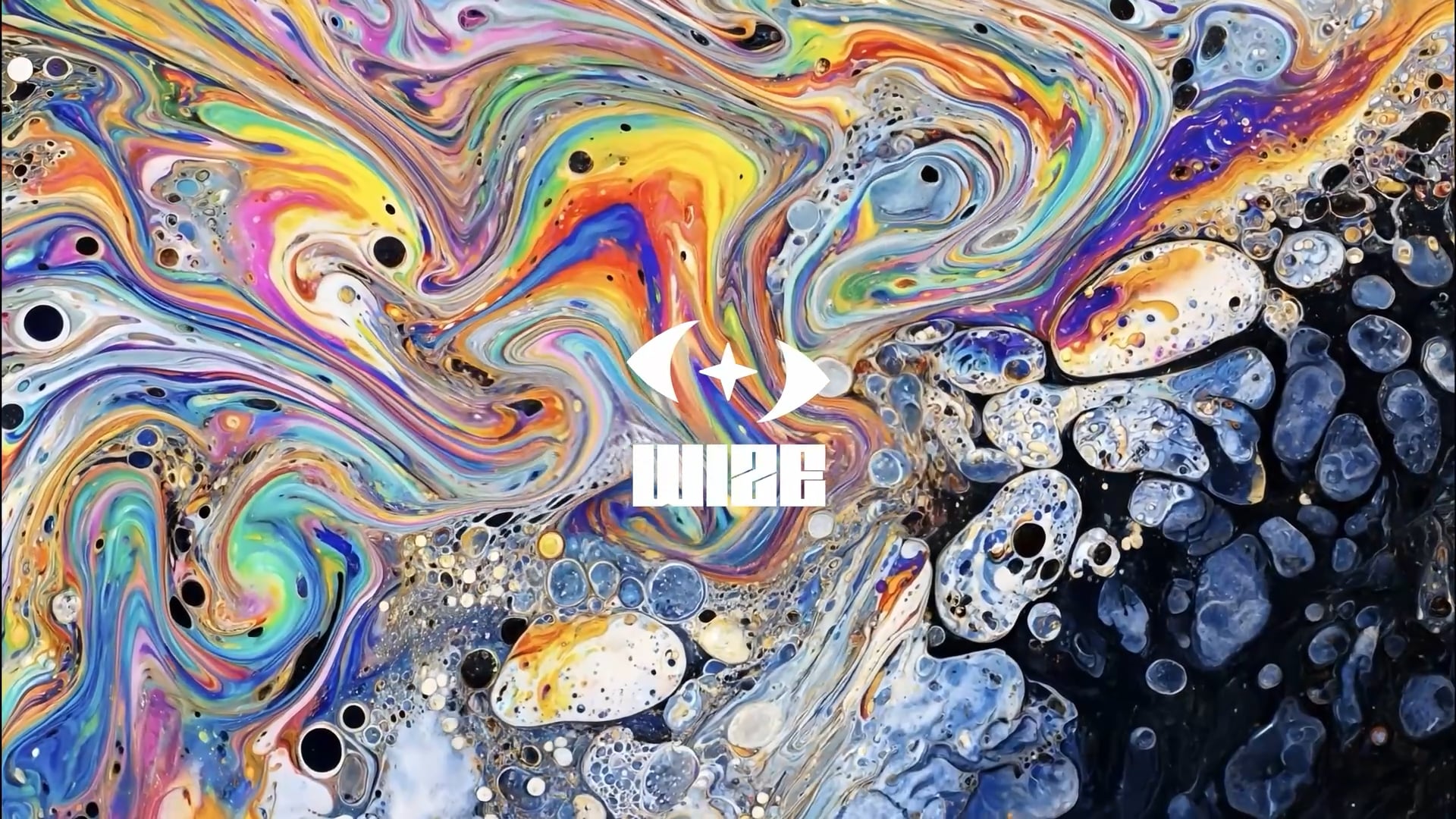Birth — iridescent liquid textures with the Wize logo